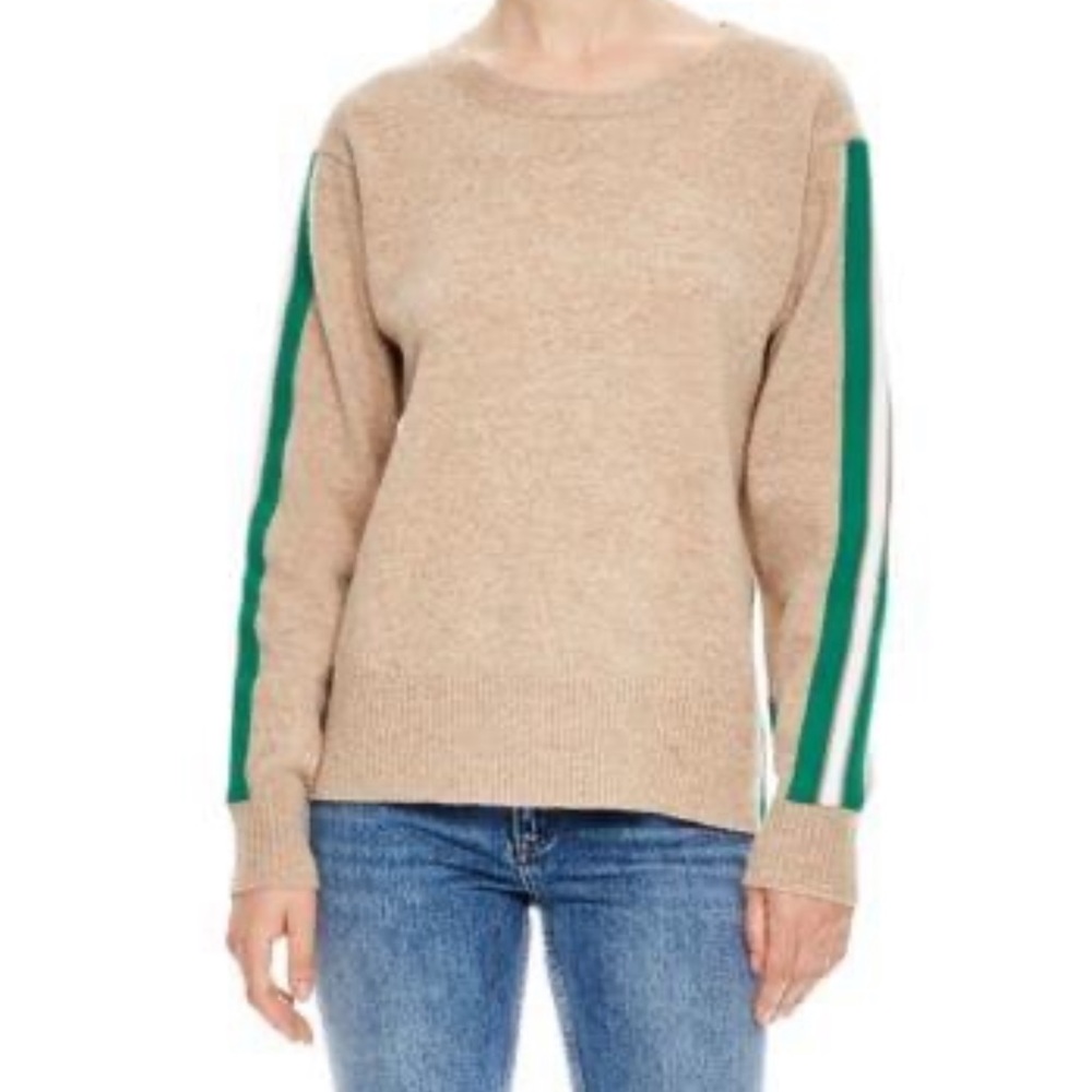 Sandro wool-blend striped crewneck in camel